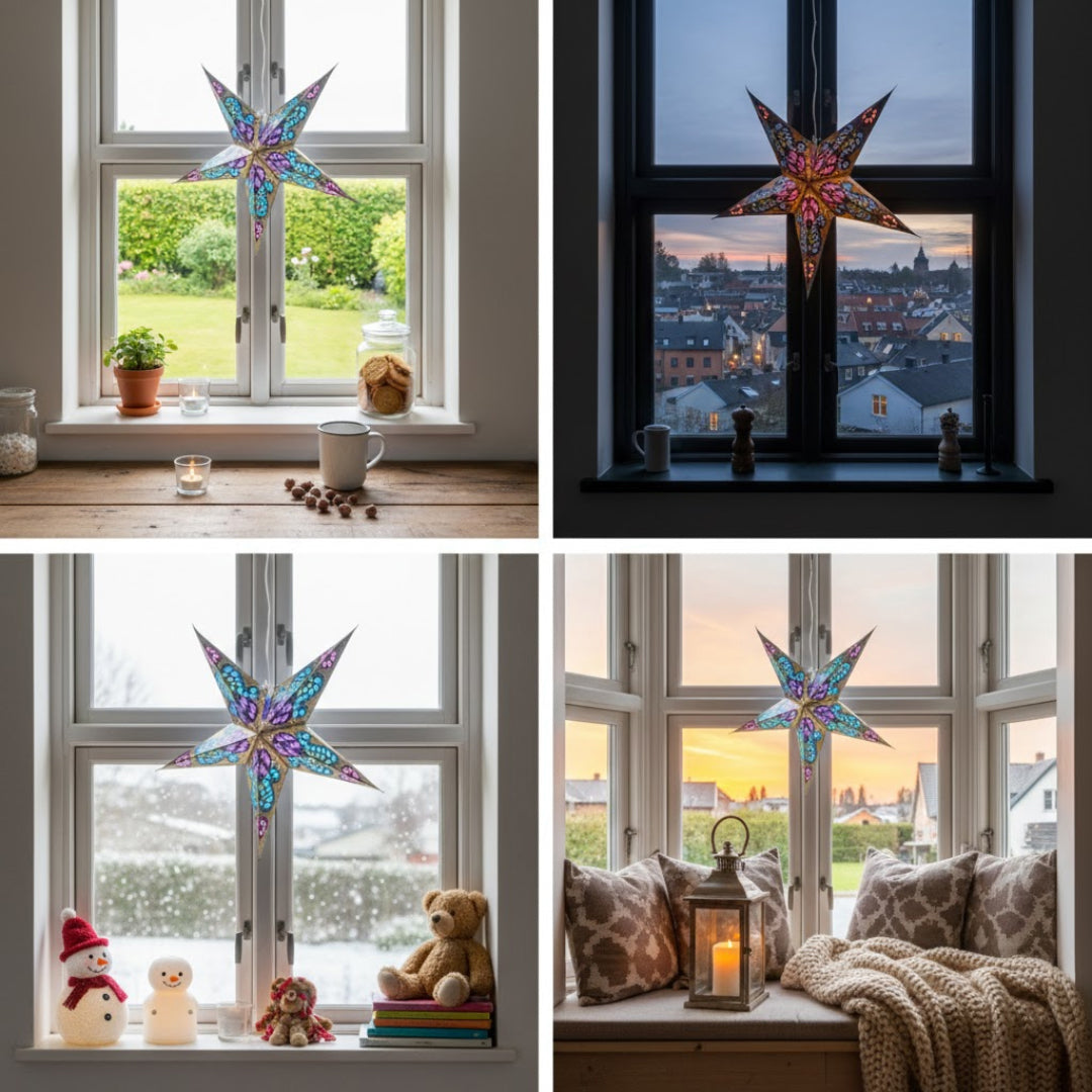Tara Sternenlampe in Blau und Lila, Ø60 cm