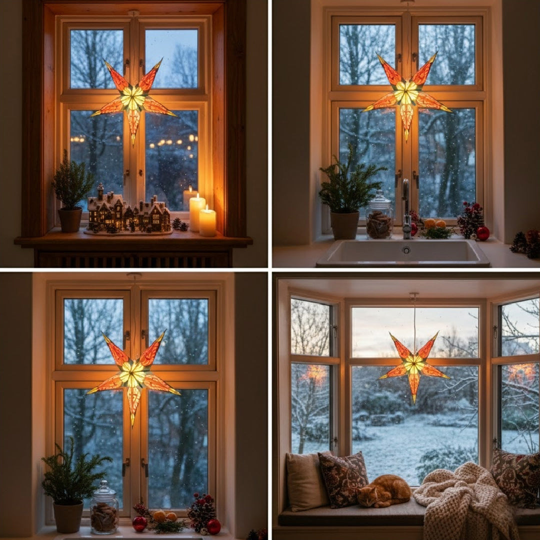 Ravi Sternenlampe in Blau und Gelb, Ø60 cm