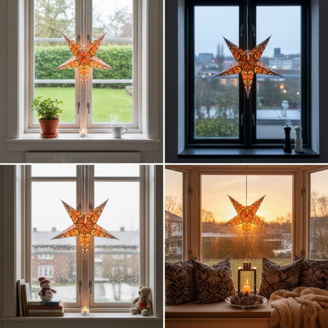 Surabhi Sternenlampe in Orange und Rosa, Ø60 cm