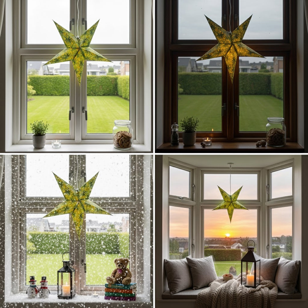 Aranya Sternenlampe in Grün und Gelb, Ø60 cm