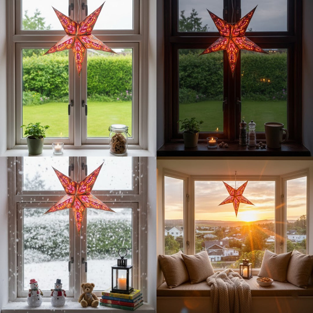 Meera Sternenlampe in Rosa und Gold, Ø60 cm