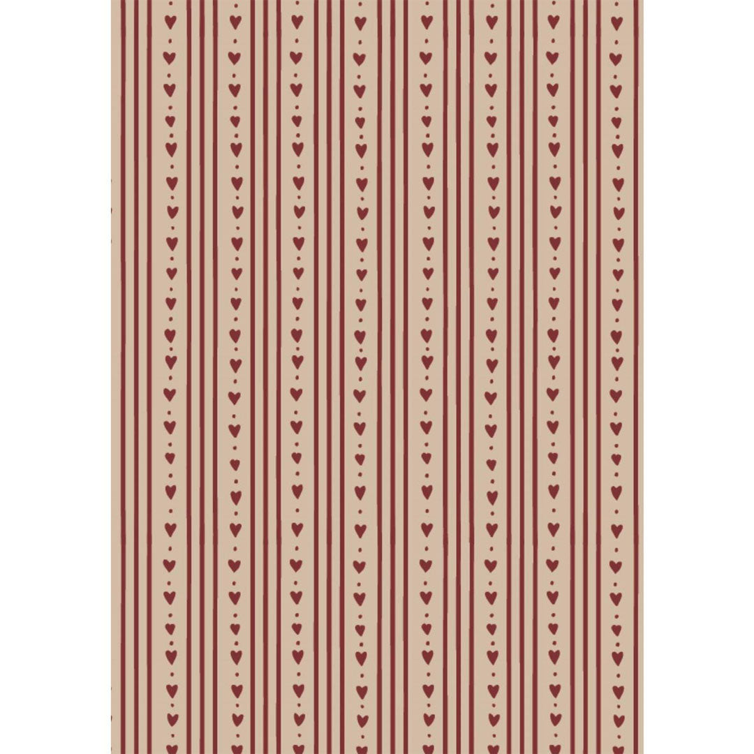 Ib Laursen – Geschenkpapierrolle mit Herzen und Streifen – 5 m