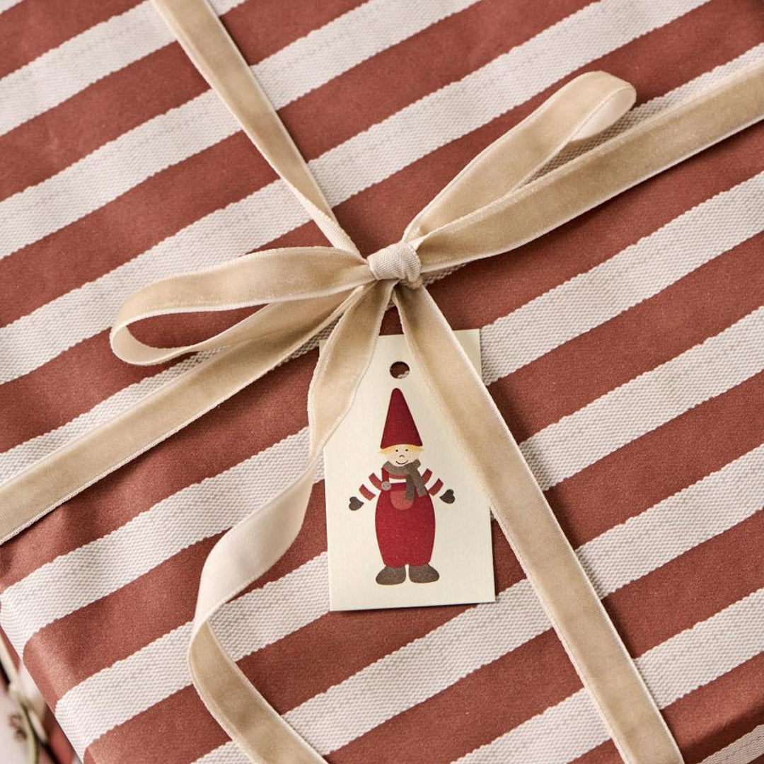 Ib Laursen - Papierrolle Rote Streifen – Textil-Look, 5 m/Rolle