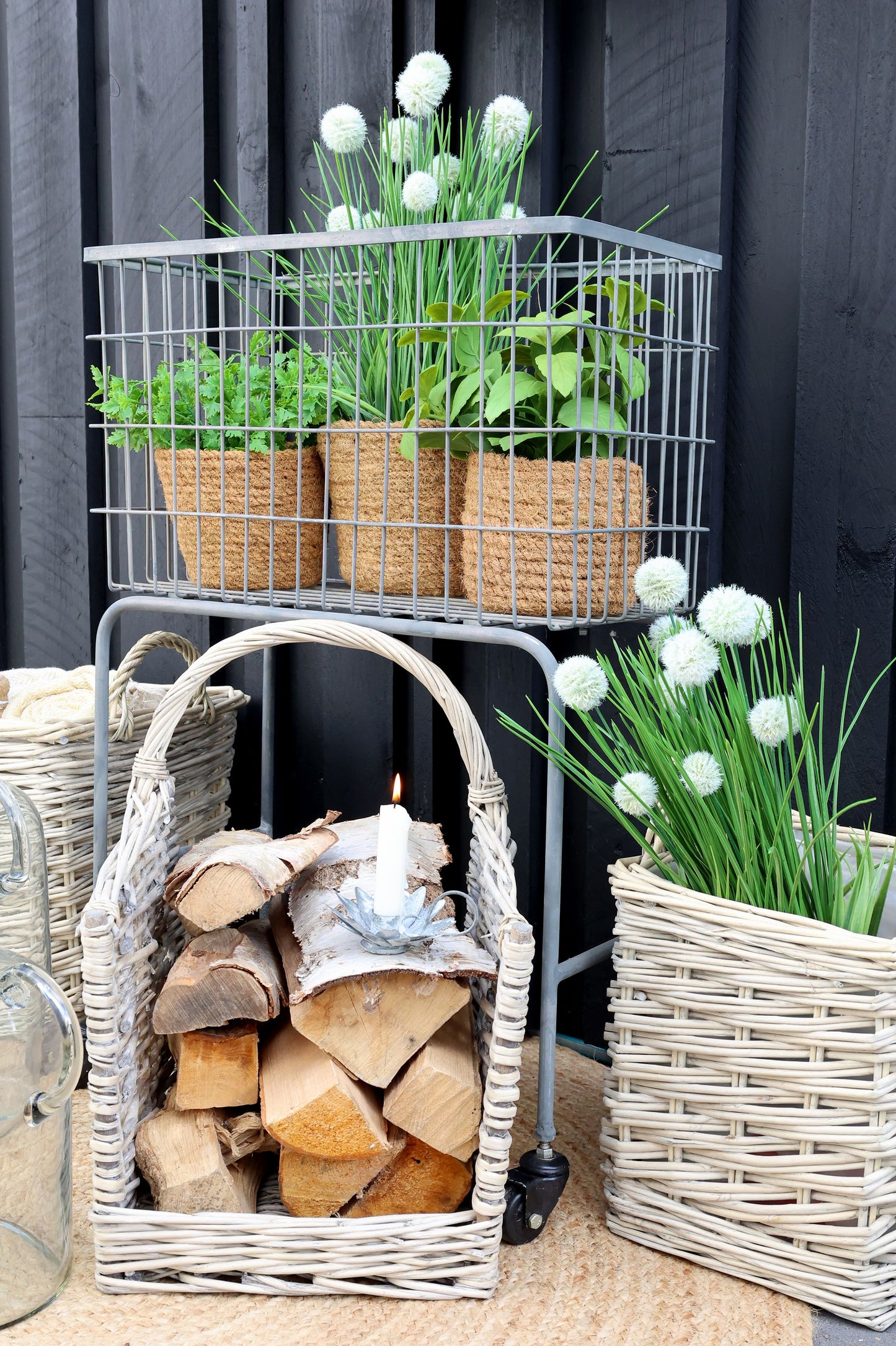 Chic Antique – Kaminholzkorb mit Griffen (2er-Set) Naturflecht