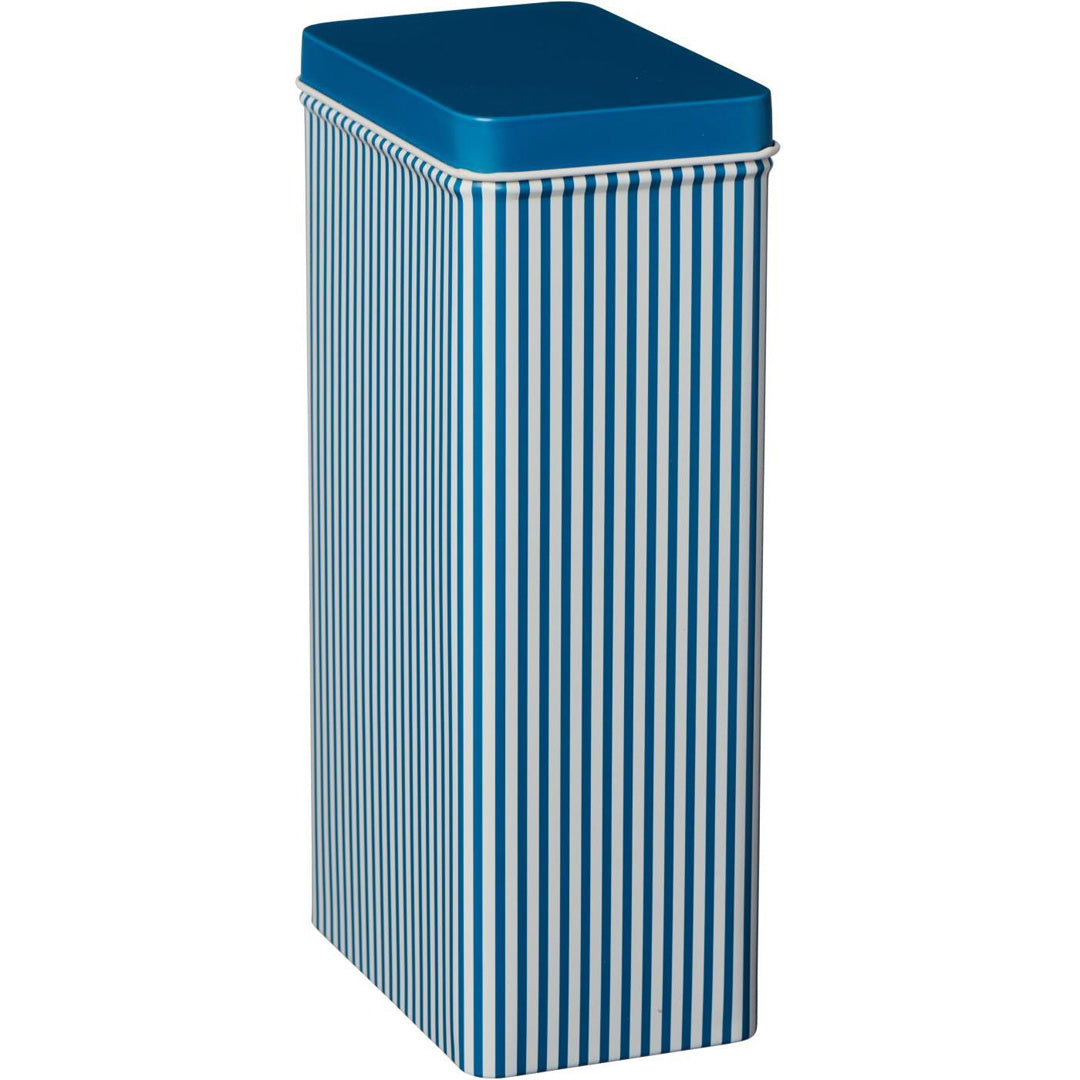 Ib Laursen Dose mit blauen Streifen und blauem Deckel – 22,3 cm hoch