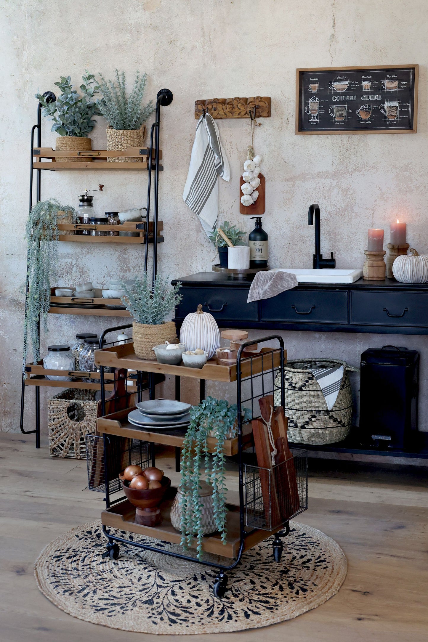 Chic Antique - Bild mit Kaffeemotiv und Naturrahmen H30/L40 cm