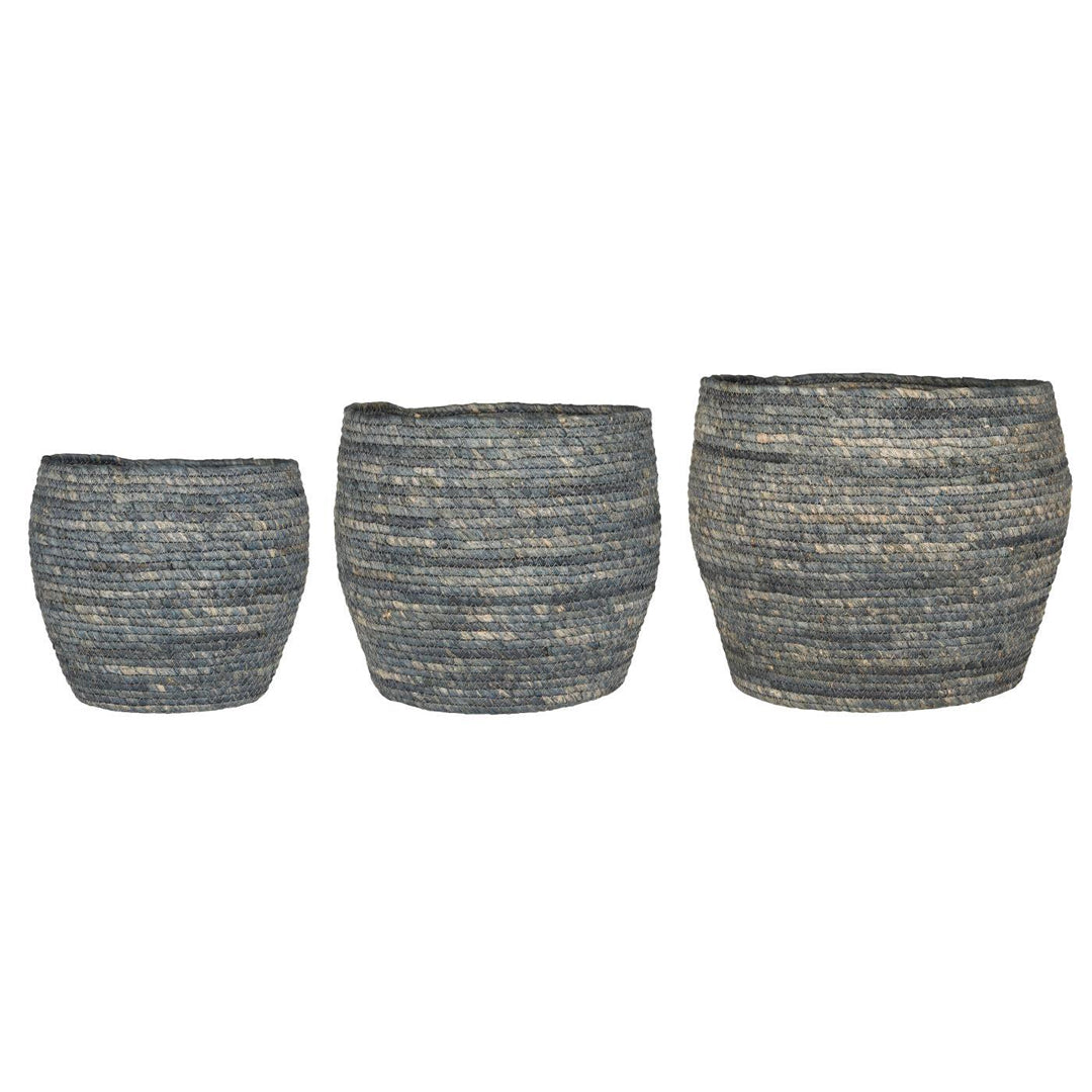 Ib Laursen – Korbset – 3 blaue Körbe aus Mais