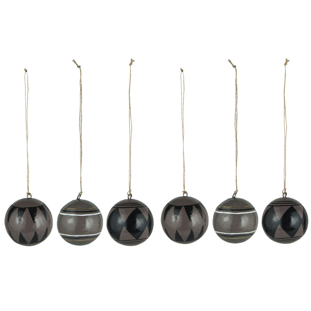 Ib Laursen – Pappmaché-Christbaumkugeln – Milky Brown, 6er-Set