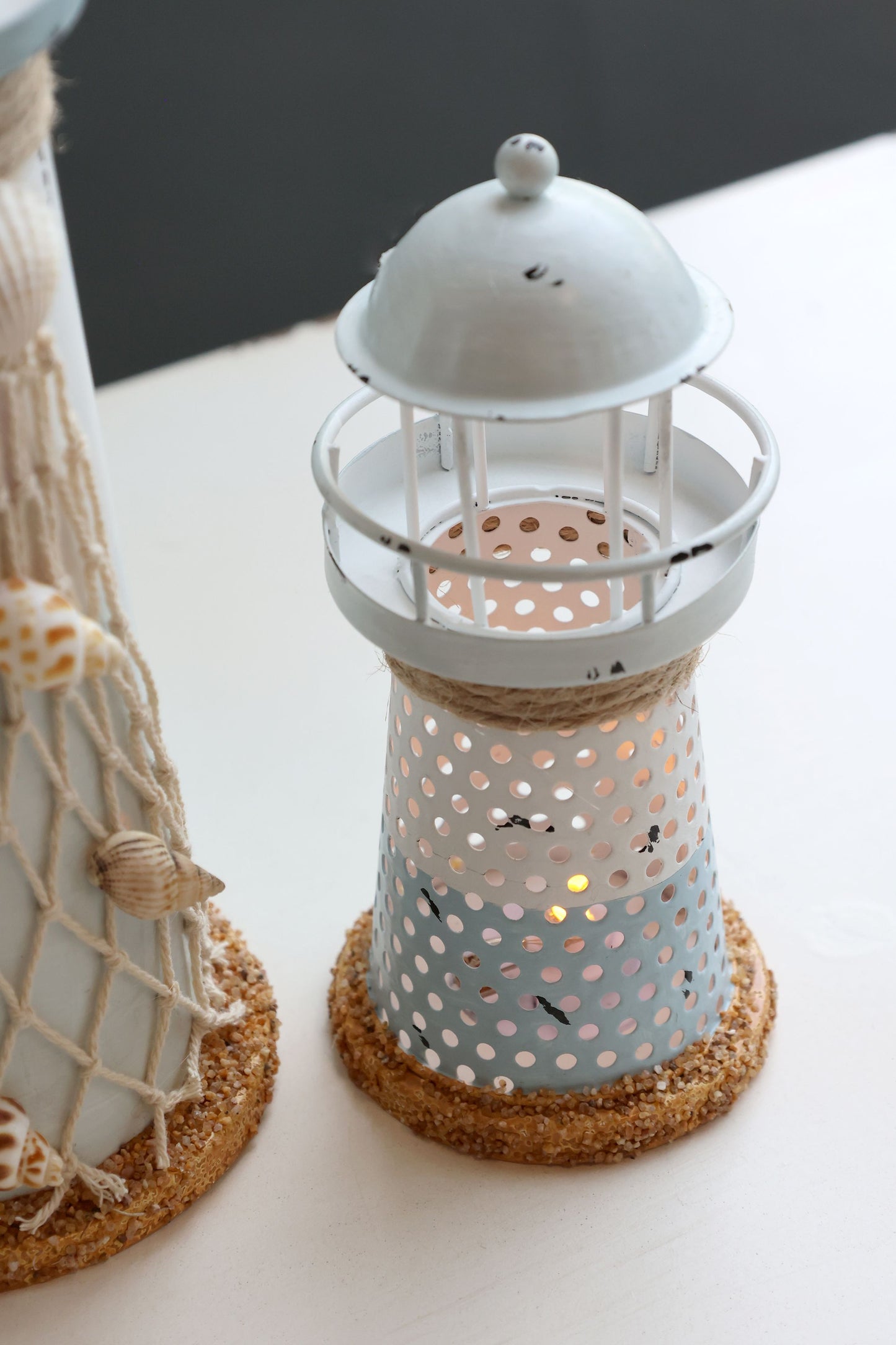 Chic Antique – LED-Leuchtturm mit Timer, H15/Ø6,5 cm, Ocean