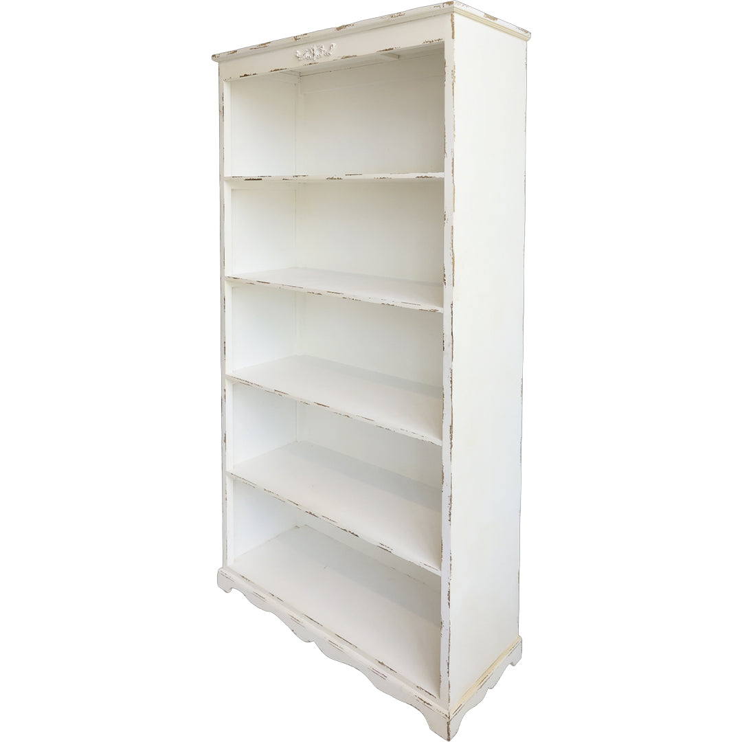 Regal mit 5 Böden und Dekor in Antique Creme – Romantische Aufbewahrung mit französischem Charme