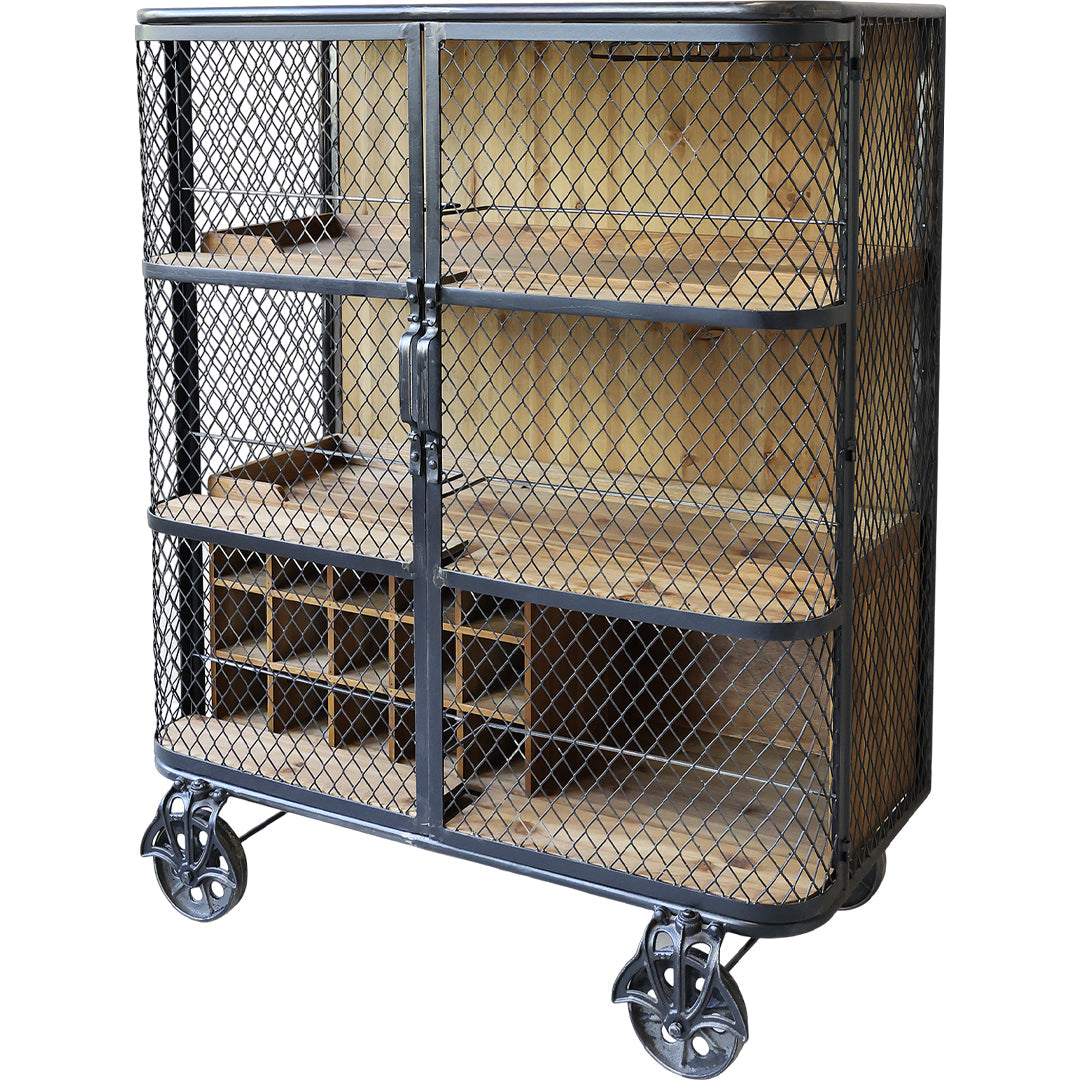 Barschrank auf Rädern in Antique Kohle – raues Industriedesign mit praktischer Aufbewahrung