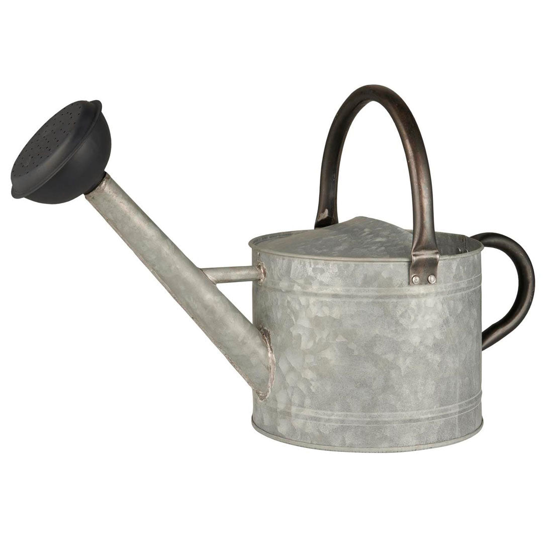 Gießkanne mit Brause und zwei Griffen – Grau mit schwarzer Brause, 4,4 Liter