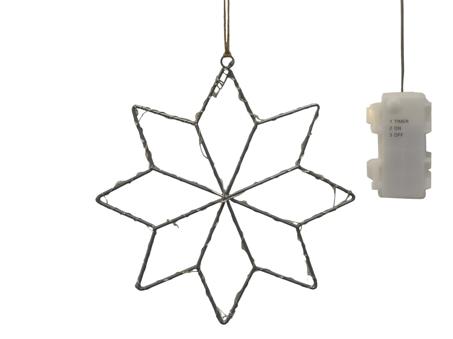 Chic Antique - LED-Stern inkl. Timer - Ø20,5 cm Silber, für Innen- und Außenbereich