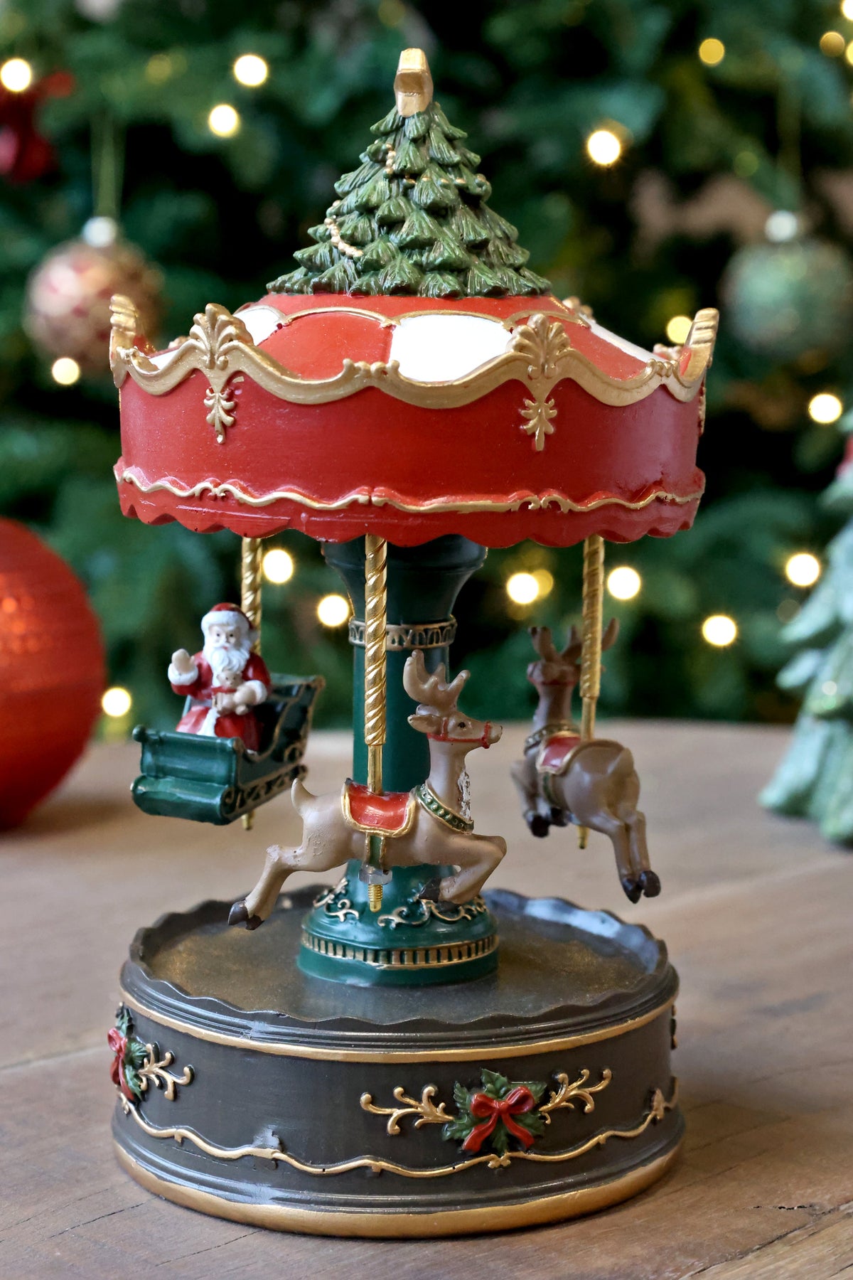 Chic Antique – Noël Spieluhr mit Karussell – 22 cm – Mokka