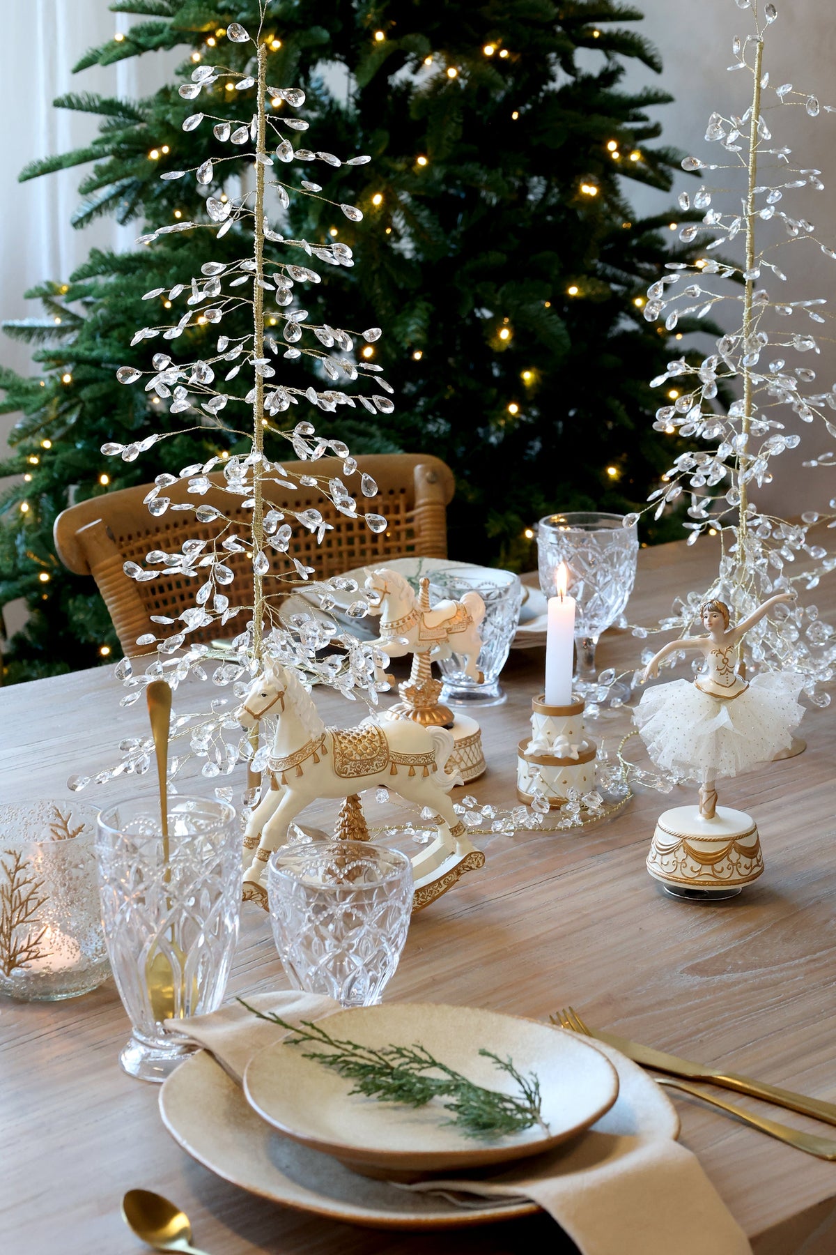 Chic Antique – Weihnachtsbaum mit Prismen und Goldfaden – H42 cm – Klar, klein