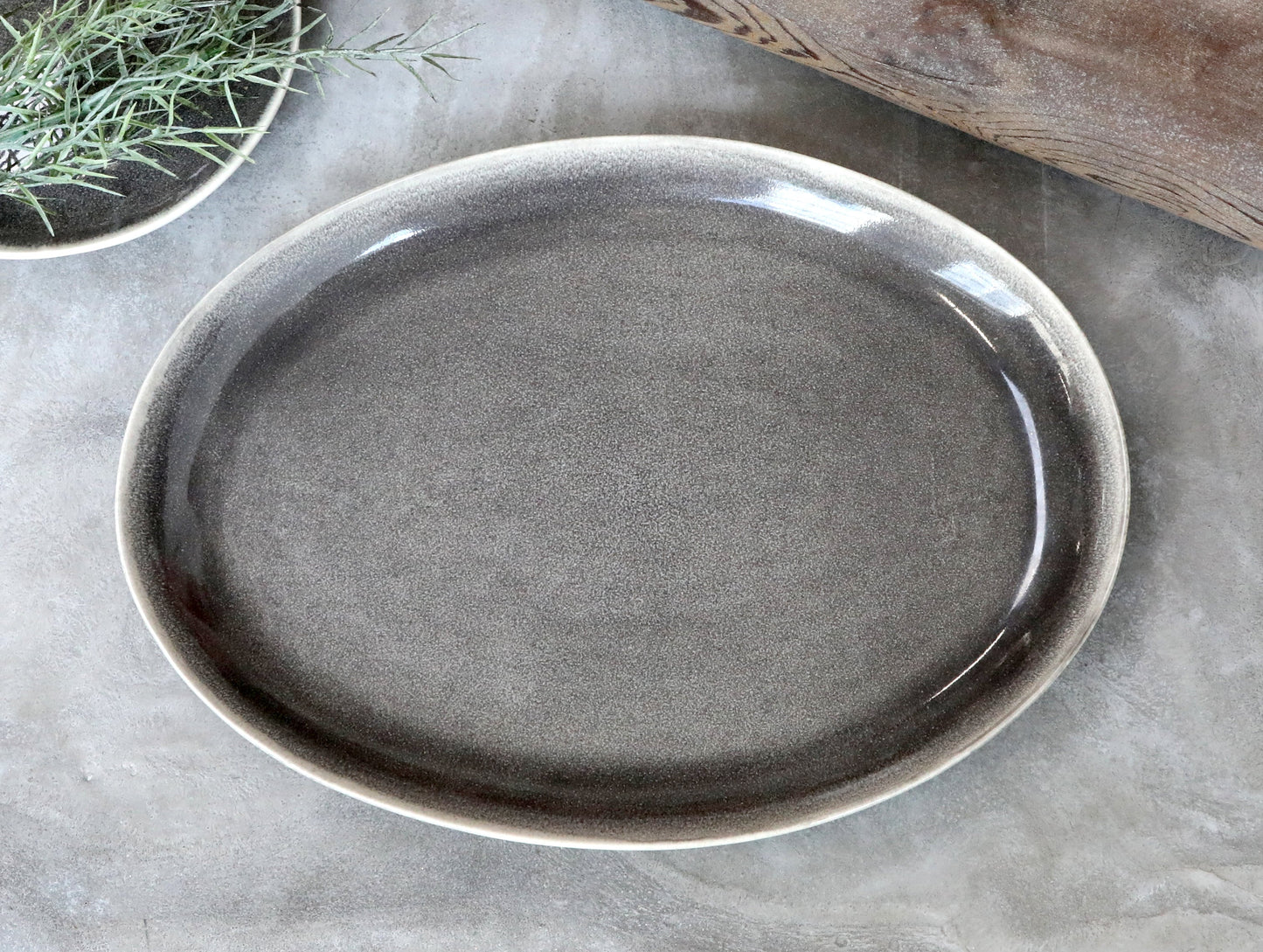 Chic Antique - Calais Ovaler Teller, H3,5/L36/B27 cm, Kohle