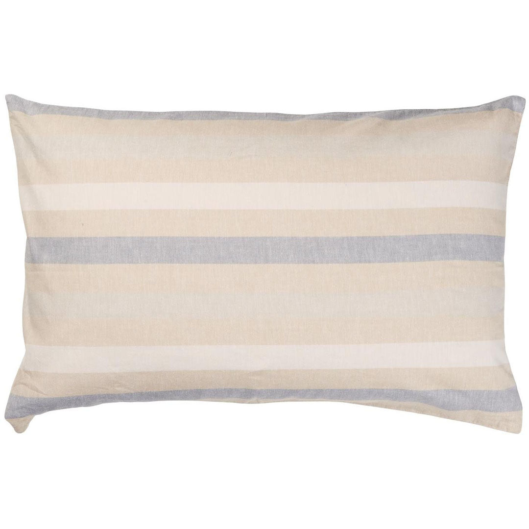 Ib Laursen – Kissenbezug natur mit weißen und hellblauen Streifen 60 x 40 cm