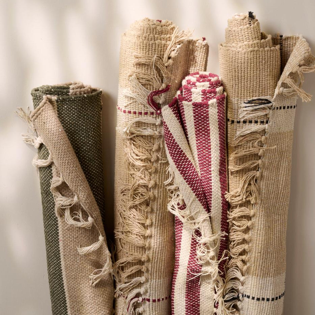 Ib Laursen – Läufer – creme, beige und olivgrüne Streifen, 60 x 120 cm