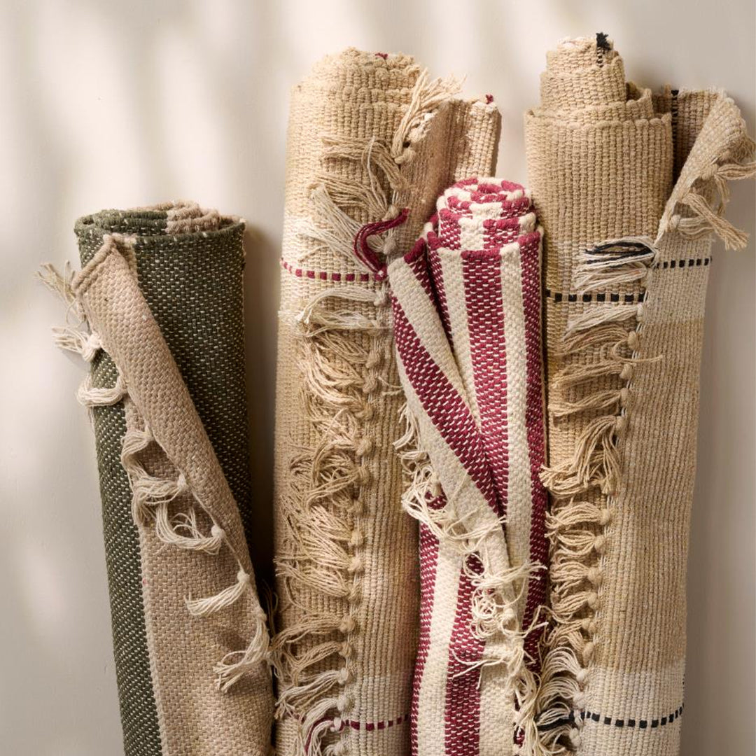 Ib Laursen – Läufer – creme und beige mit roten Streifen, 60 x 120 cm