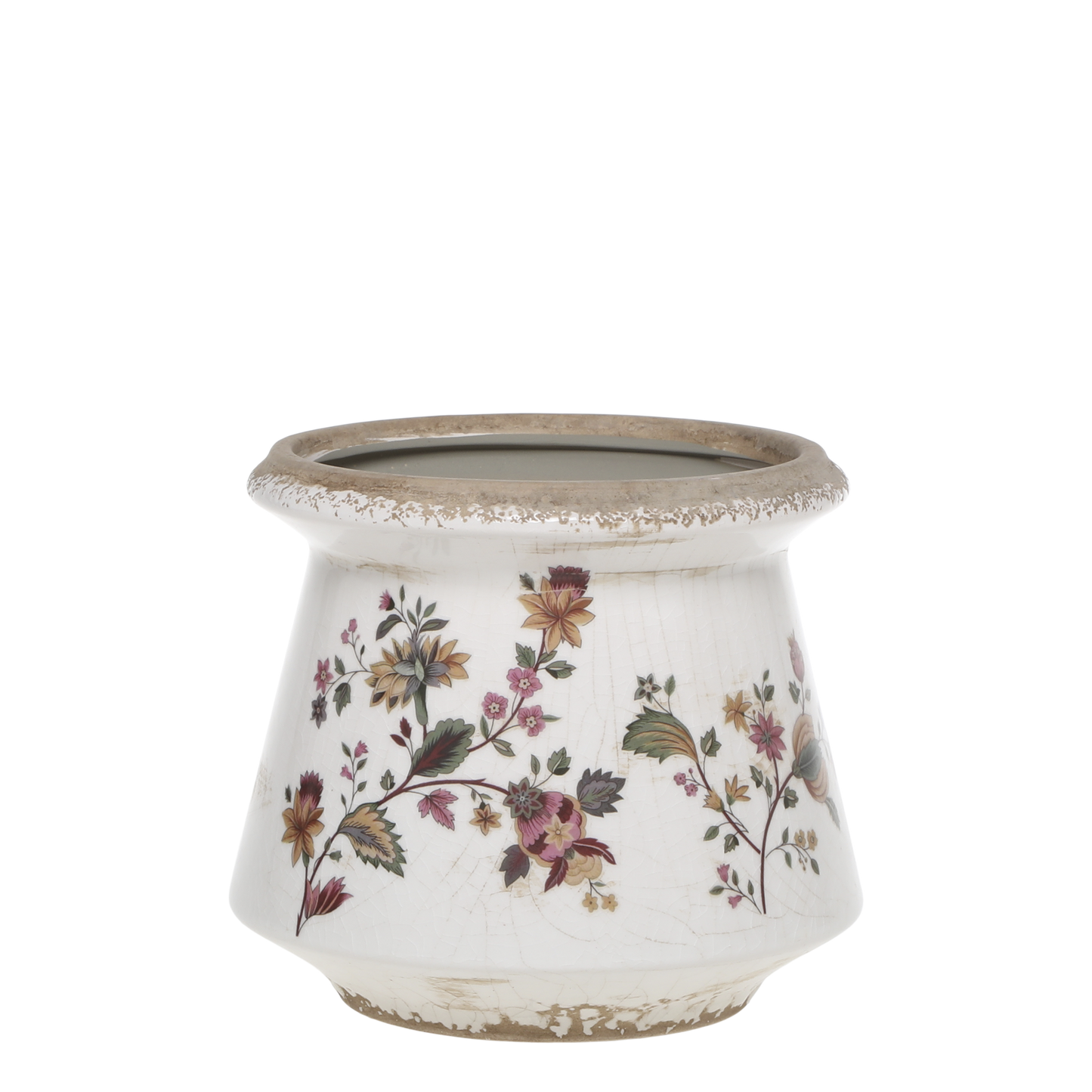 Chic Antique - Nancy Pflanzgefäß mit Blumenmotiv H13/Ø14,5 cm Creme