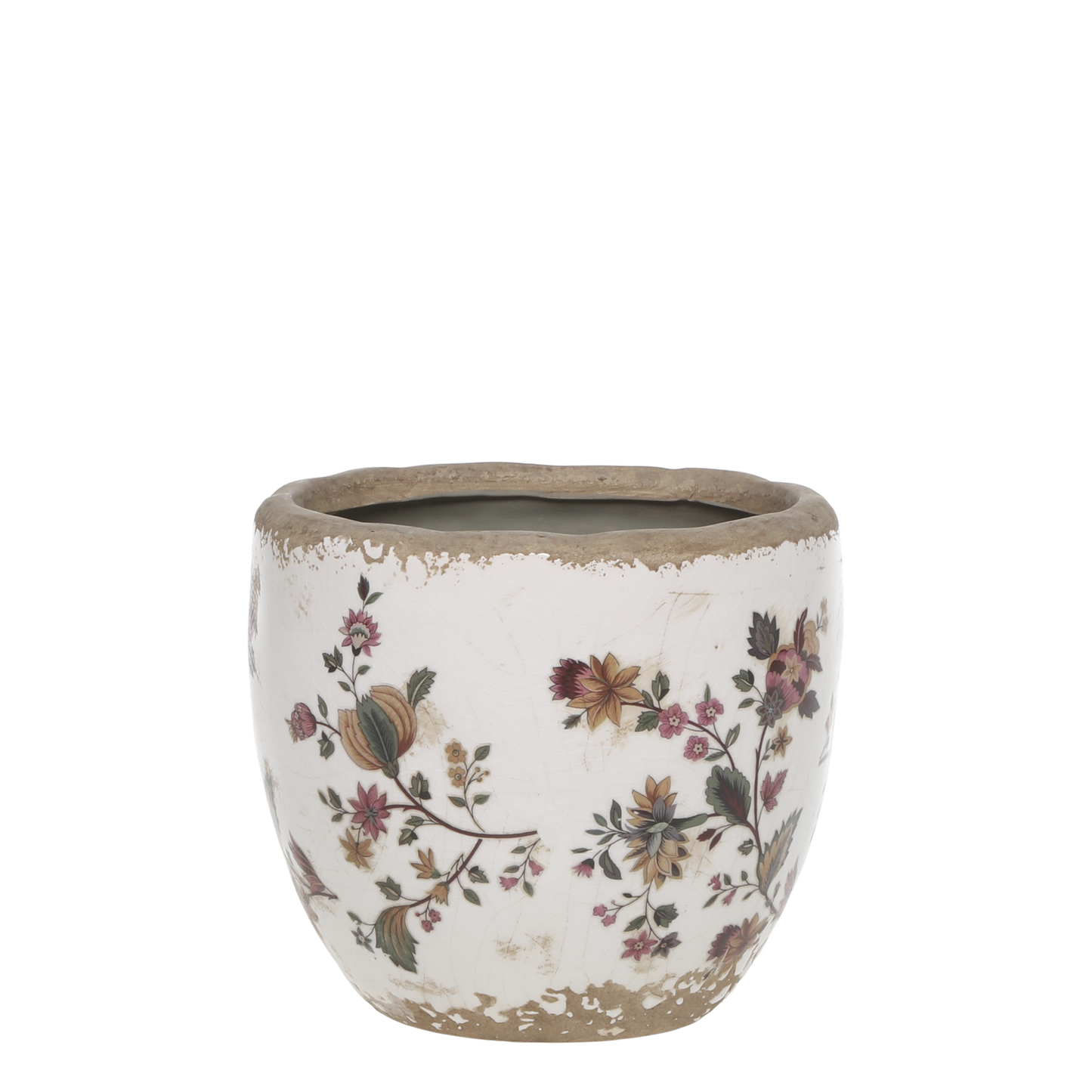 Chic Antique - Nancy Pflanzgefäß mit Blumenmotiv H11/Ø12,5 cm Creme