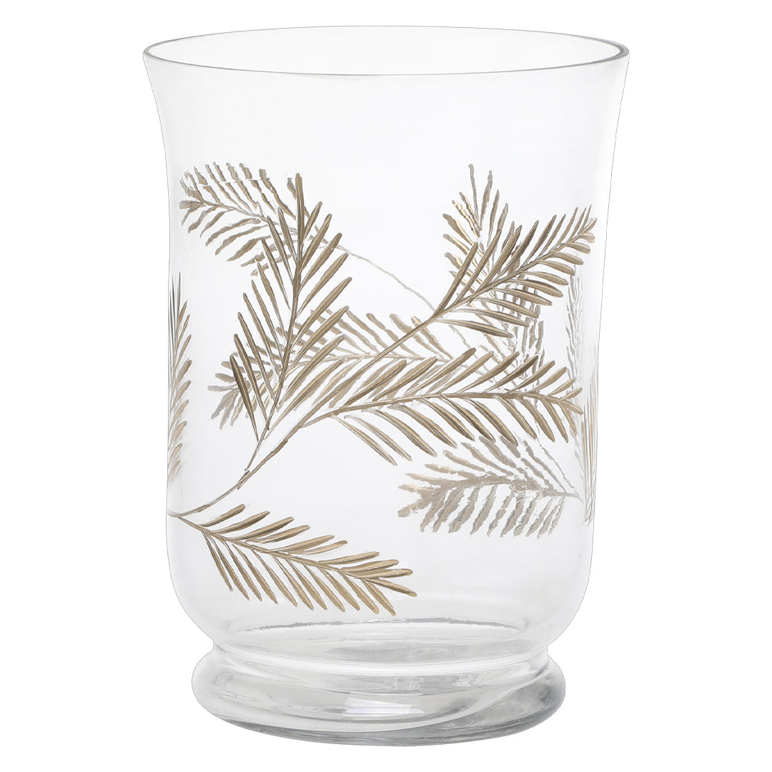 Chic Antique – Hurricane mit Blattmuster aus Glas – Großes Modell H21,5 cm