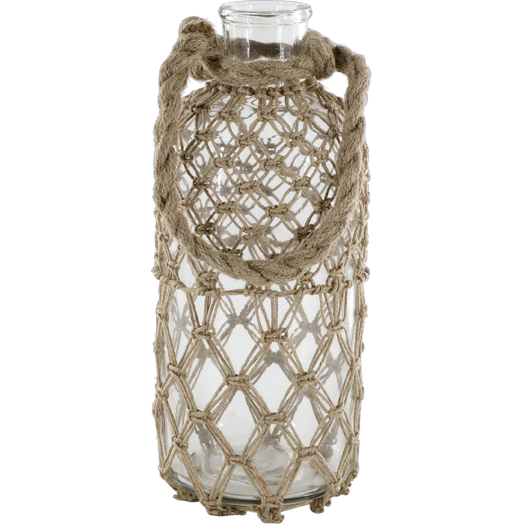 Chic Antique – Glasflasche mit Jutegeflecht und Henkel – Mittleres Modell H33 cm