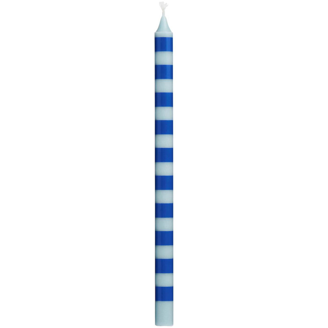Ib Laursen – Stabkerzen, 8 Stück, blau/hellblau gestreift – Ø 1,3 cm, H 20 cm