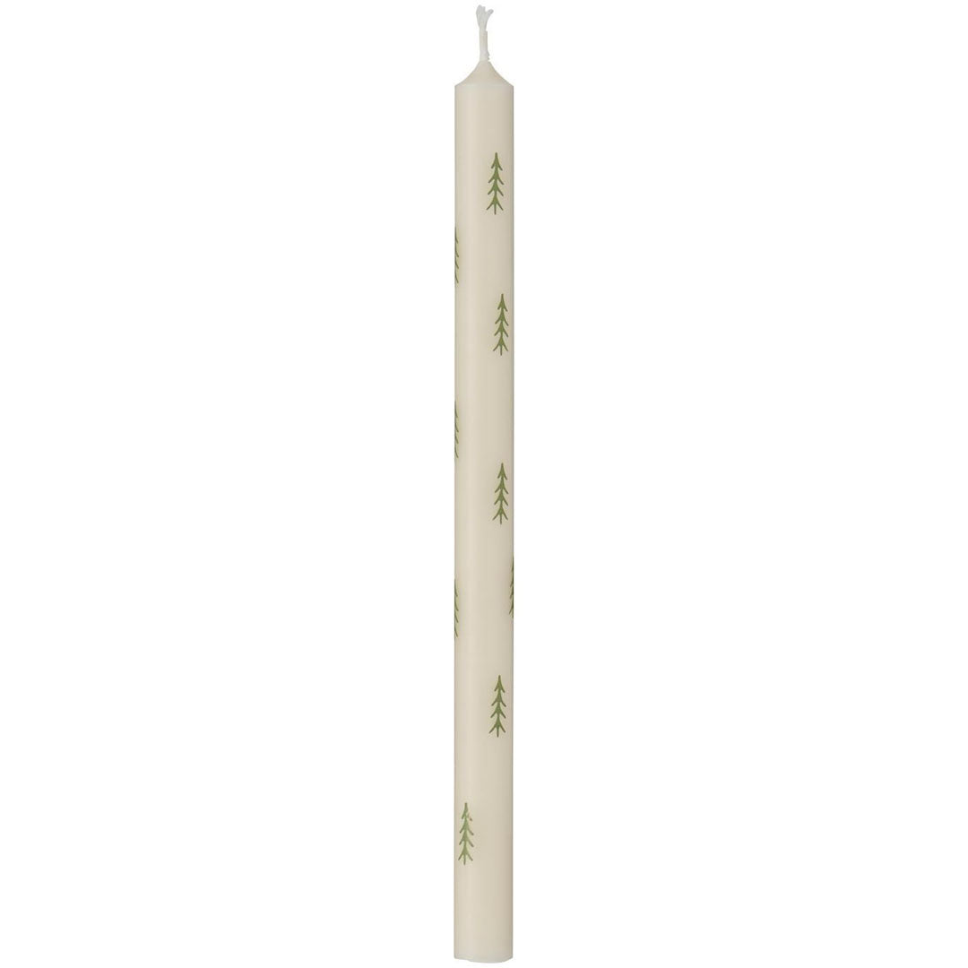 Ib Laursen – Stabkerzen 8 Stück mit grünen Weihnachtsbäumen – 20 cm, Svanen-zertifiziert