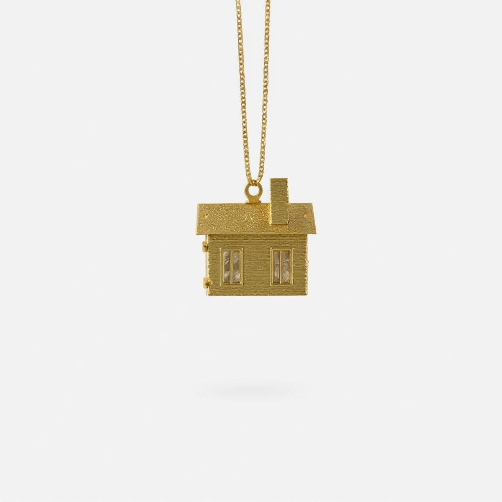 Weihnachtsanhänger „Haus“ aus Messing – 3 × 4,5 × 5 cm – zum Hängen