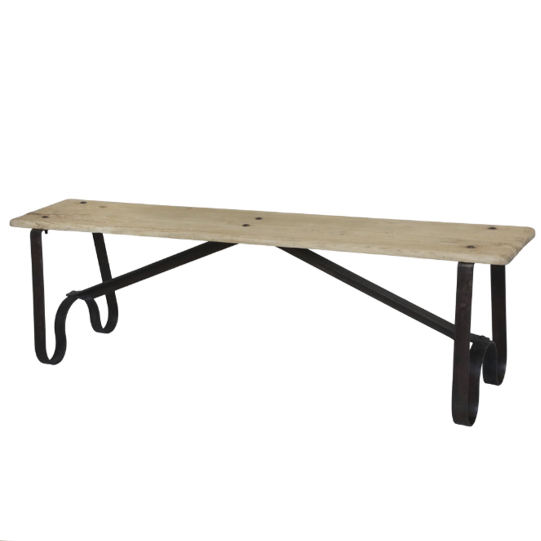 Chic Antique Grimaud Bank mit Eisenbeinen – Natur H46/L152/B38 cm