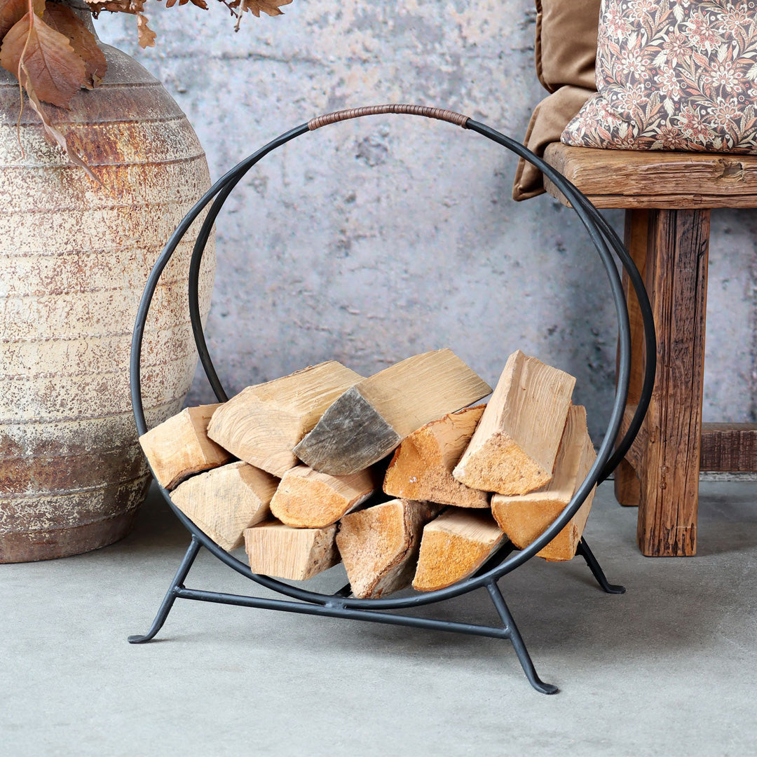 Runder Brennholzständer zur Aufbewahrung – H50 / L50 / B33 cm Antique –