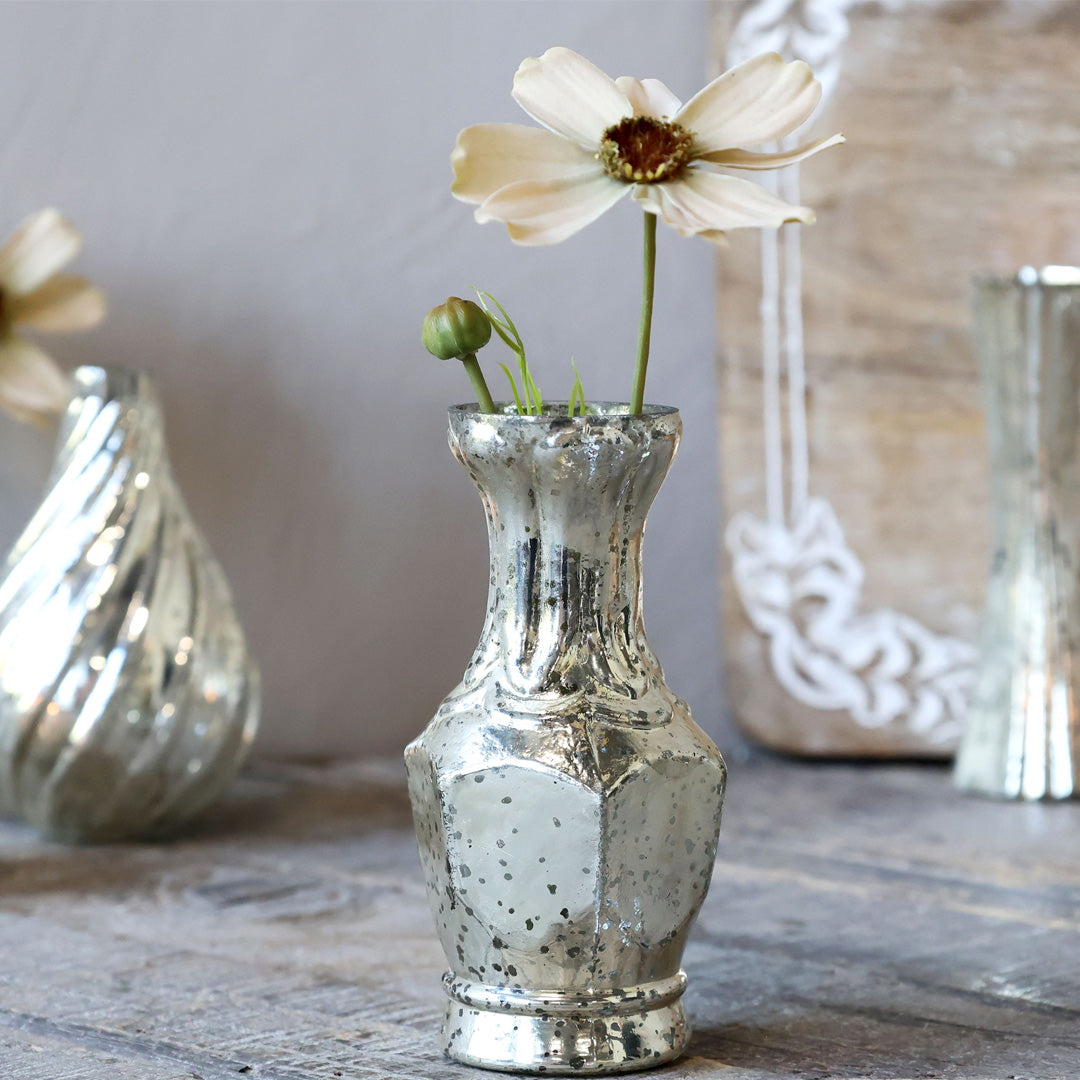 Chic Antique – Dekorative Vase in Silberoptik | H12,5 cm