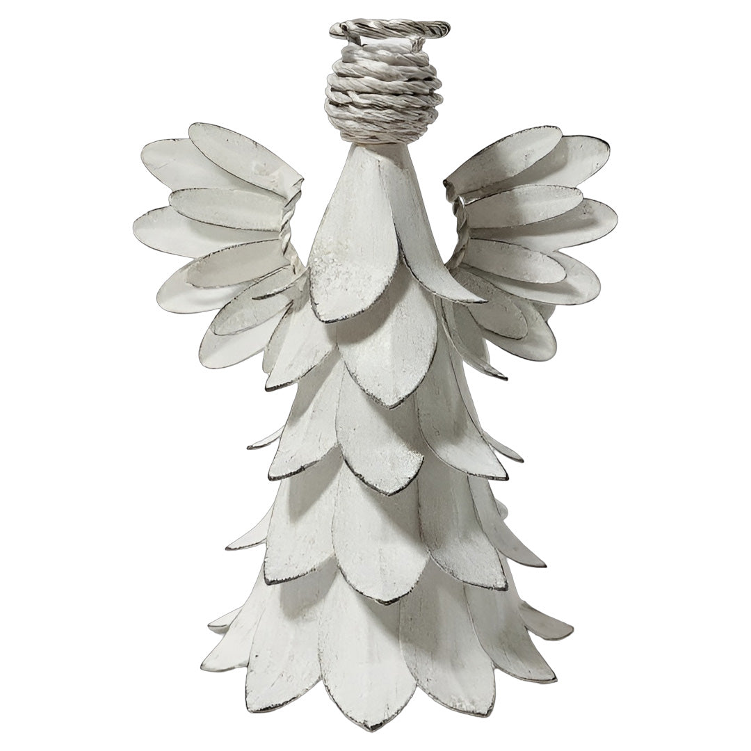 Engel-Figur aus Metall – Höhe 35 cm (Weiß)