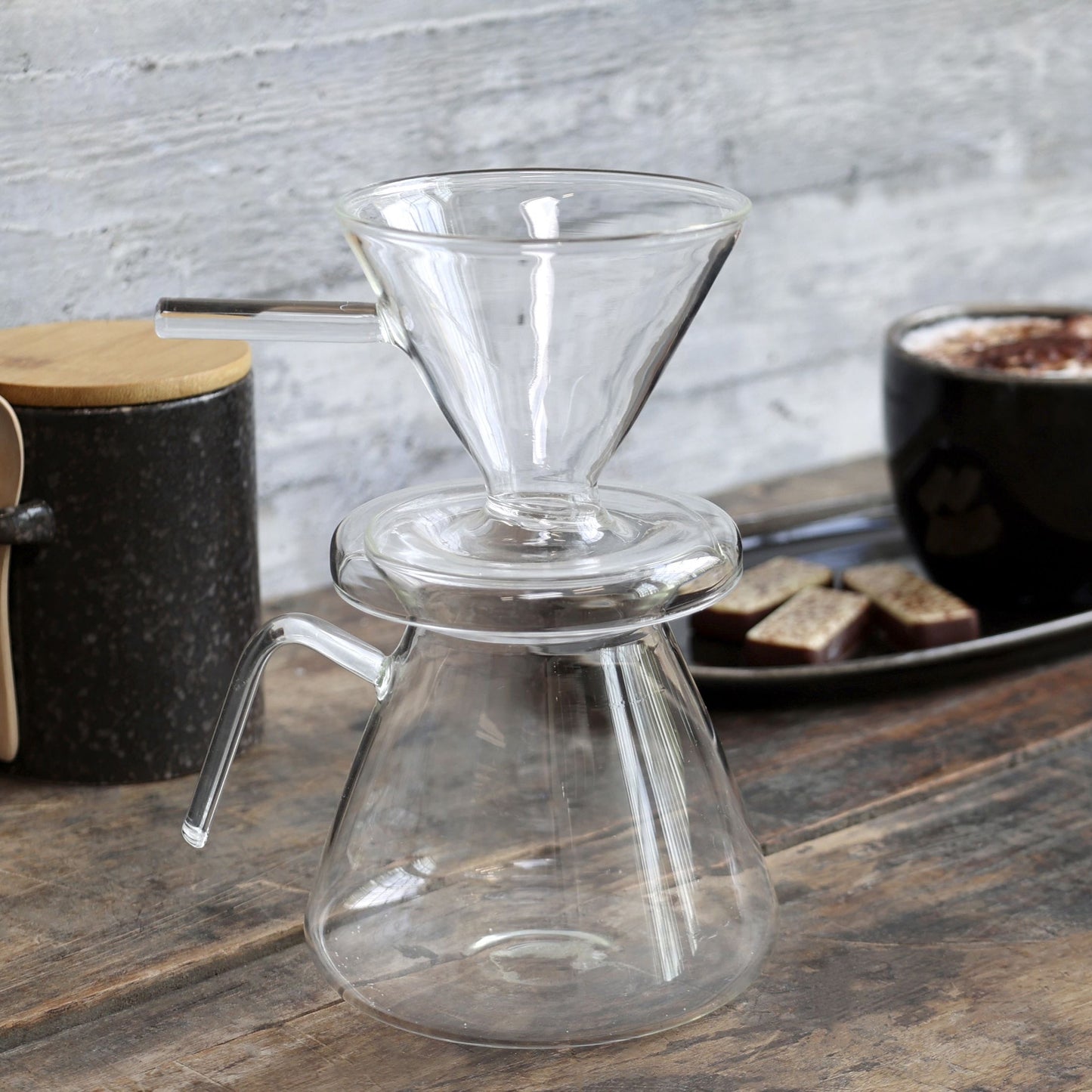 Chic Antique – Kaffeekaraffe mit Filterhalter, H19/L14/B12 cm, Klar