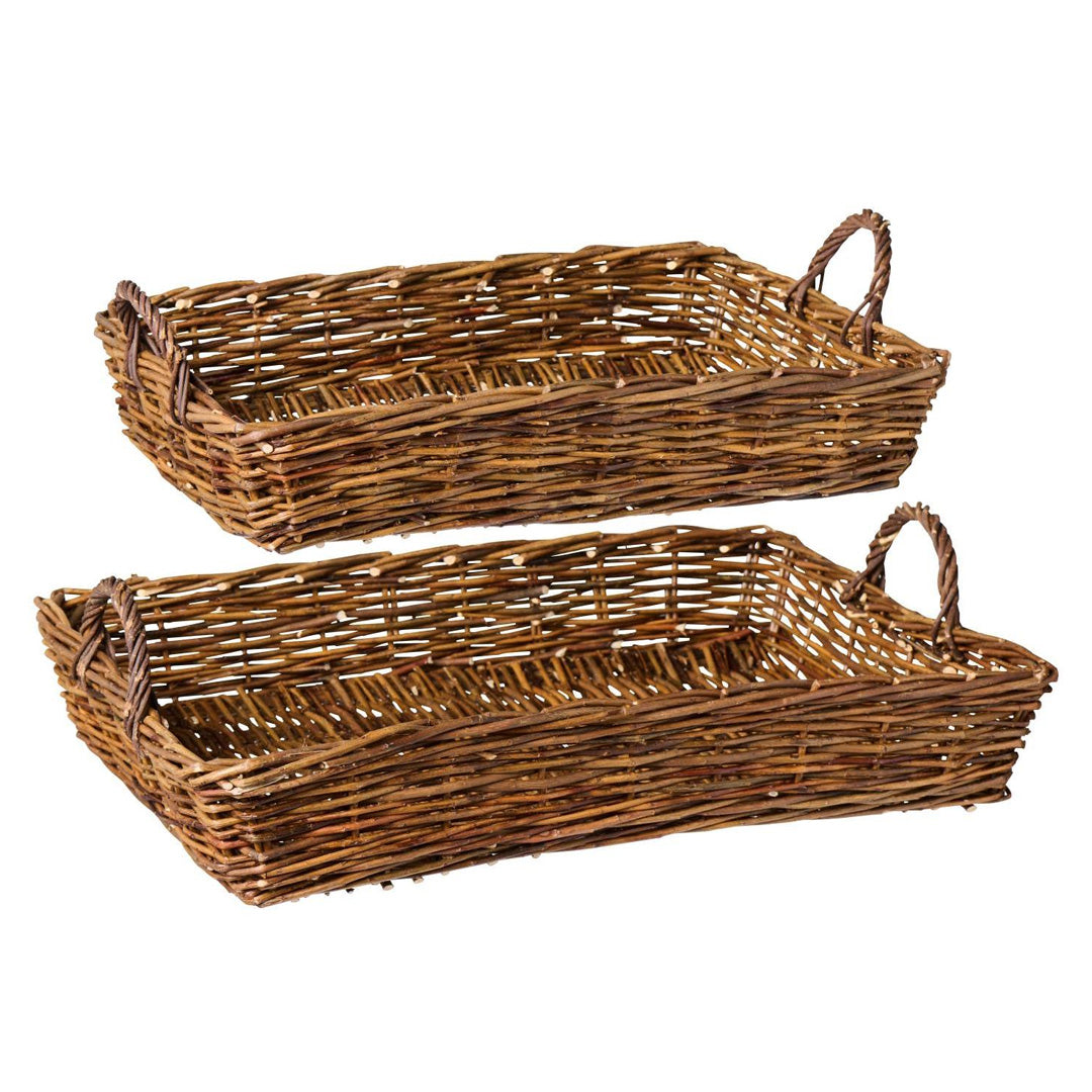 Weidenkorb-Set mit Griffen – 2-teilig