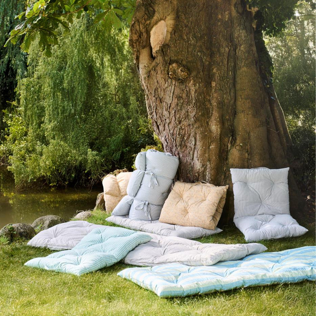 Ib Laursen – Loungematratze Baumwolle – Hellgrün & Blau gestreifte Komfortmatratze 190 cm