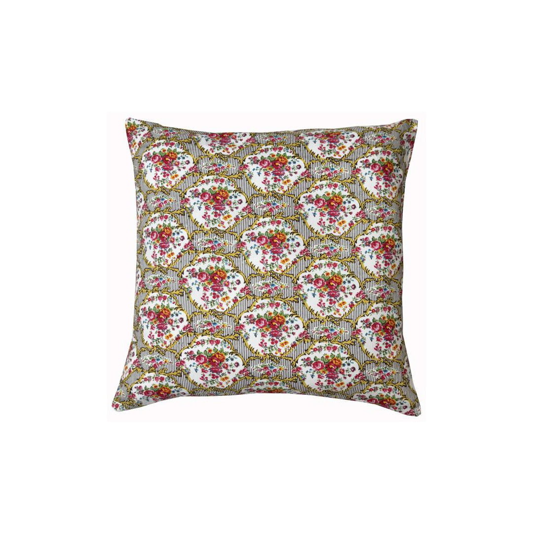 Kissenbezug 50x50 cm – Blumenmuster in Gold & Rosa