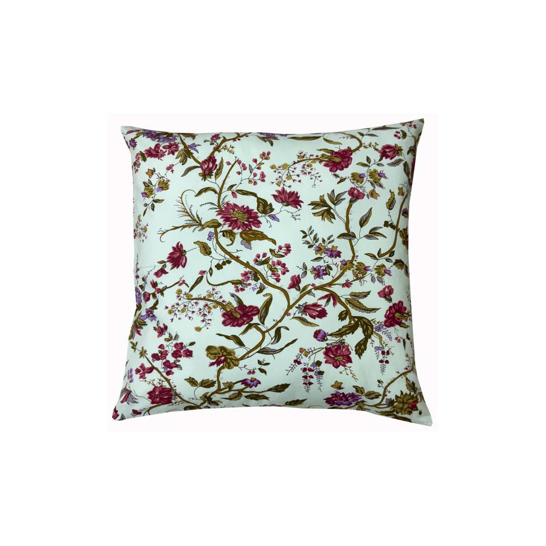 Kissenbezug 50x50 cm – Blumenmuster in Weinrot und Grüntönen