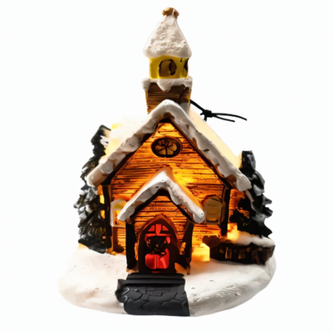 Weihnachtshaus mit LED-Beleuchtung Weihnachtslandschaft - 10 cm Weiß