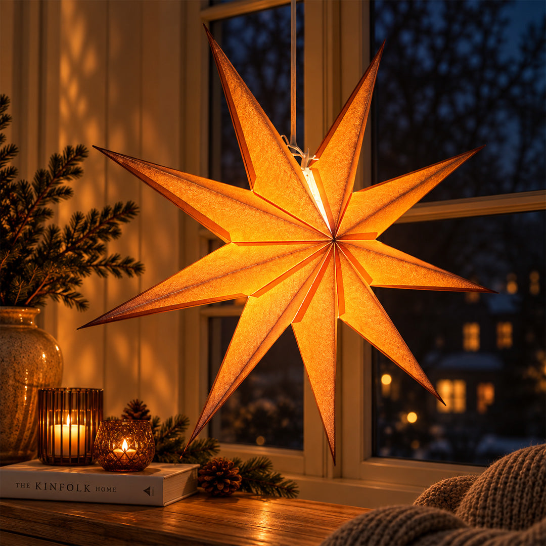 Roja Sternlampe Orange mit Goldglitzer – Ø 60 cm –
