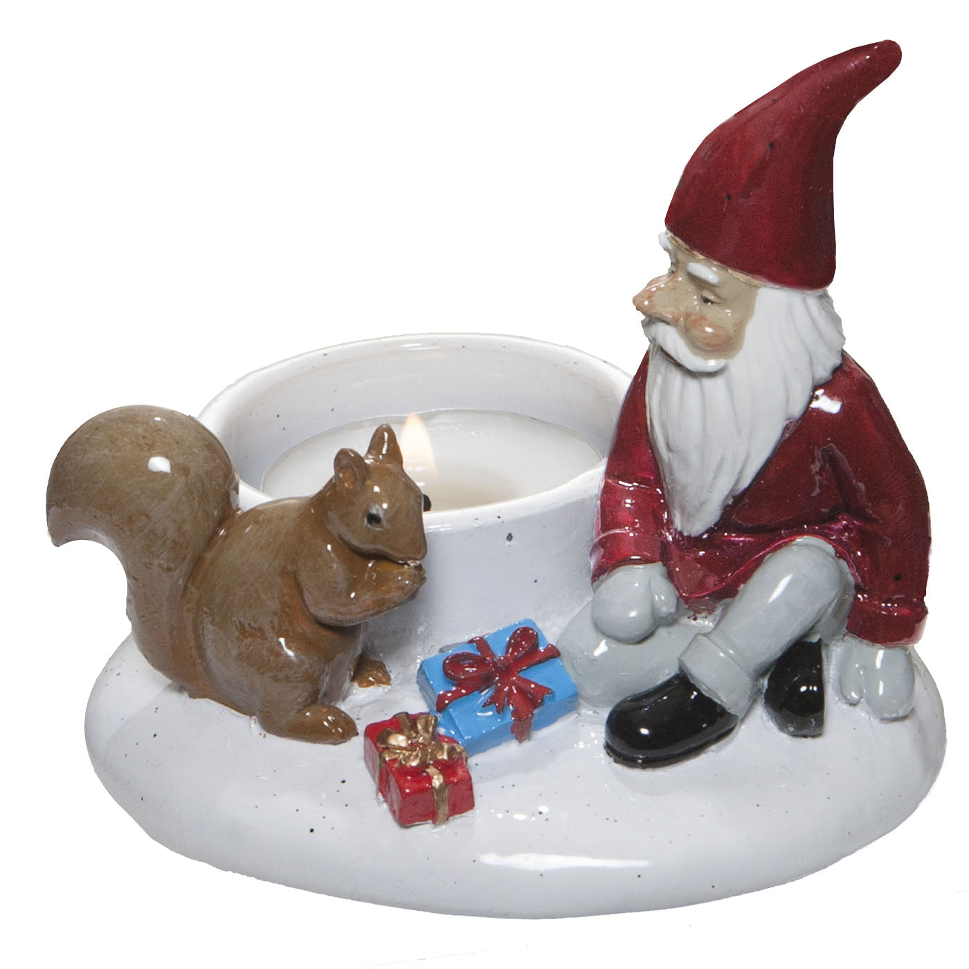 Harvesttime - Weihnachtlicher Teelichthalter mit Wichtel und Eichhörnchen