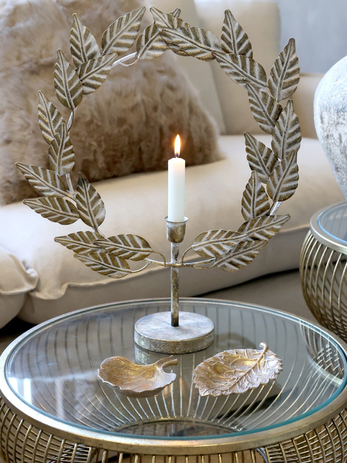 Chic Antique - Kerzenständer mit Blättern für Stabkerzen