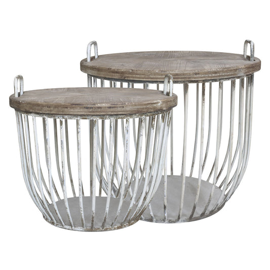 Chic Antique - Couchtisch-Set mit Holzdeckel - Weiß