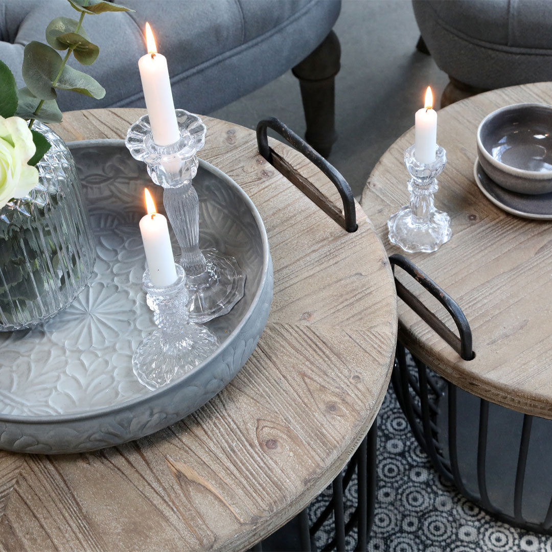 Chic Antique - Couchtisch-Set mit Holzdeckel - Schwarz