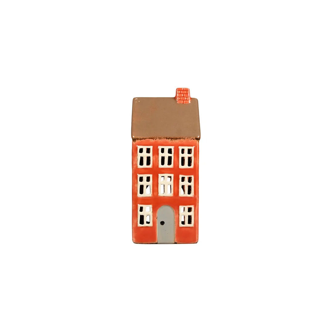 Keramikhaus für Teelichter in Orange