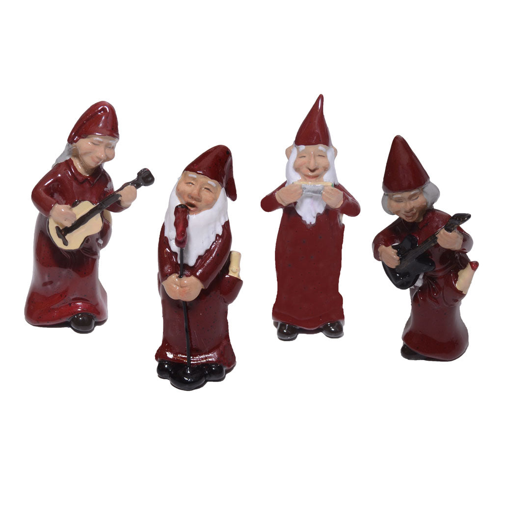 Harvesttime – Musizierende Weihnachtswichtel, 4er-Set, Rot