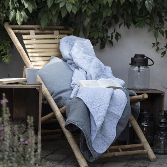 Ib Laursen - Quilt Steppdecke weiss/blau gestreift 130x180 cm