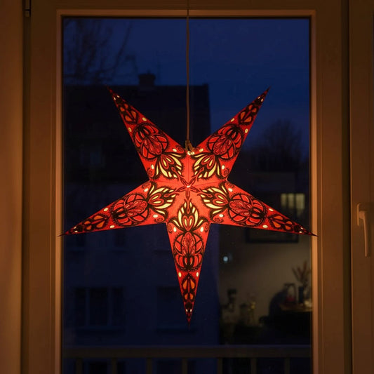 Agni Sternenlampe in Rot und Gold, Ø60 cm