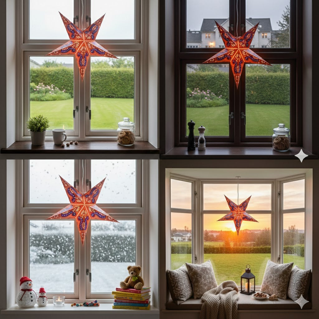 Indra Sternenlampe in Rot und Blau, Ø60 cm